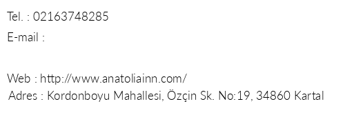 Anatolia nn Hotel telefon numaralar, faks, e-mail, posta adresi ve iletiim bilgileri